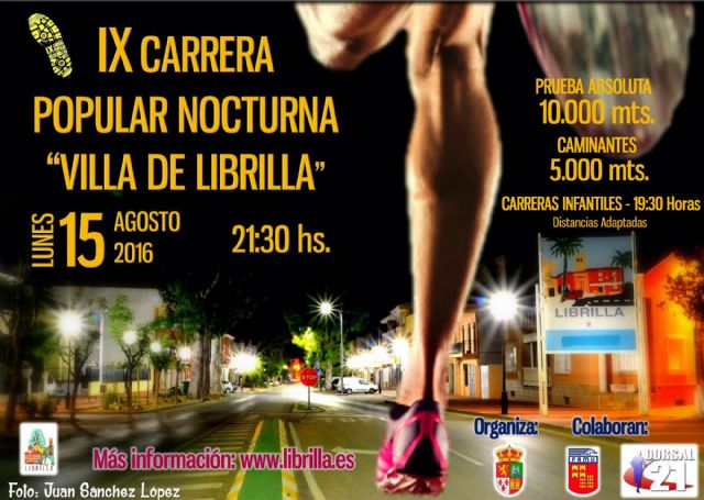 Últimos días para inscribirte en la IX Carrera Popular Nocturna “Villa de Librilla”